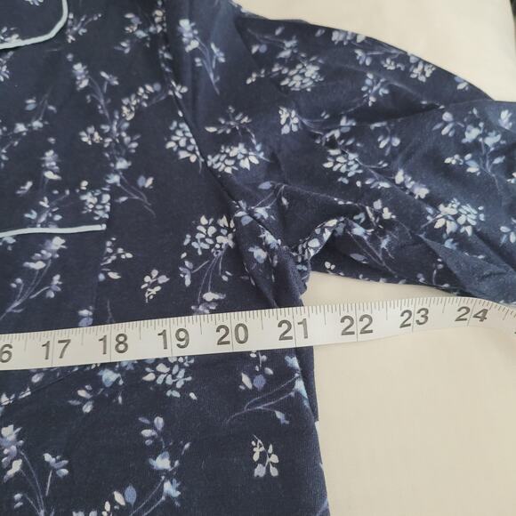 Croft & Barrow Pajama Set Womens Large Navy Blue Floral Extra Soft 2 Piece New - Picture 7 of 16
